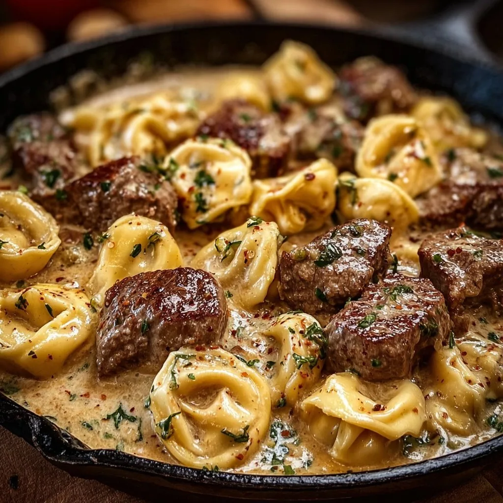 Cracked Garlic Steak Tortellini in Creamhouse Sauce Bliss steak tortellini Cracked Garlic Steak Tortellini in Creamhouse Sauce Bliss