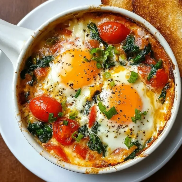 Baked Feta Eggs with Tomatoes and Spinach blueberry muffins Baked feta eggs with tomatoes and spinach served in a rustic dish