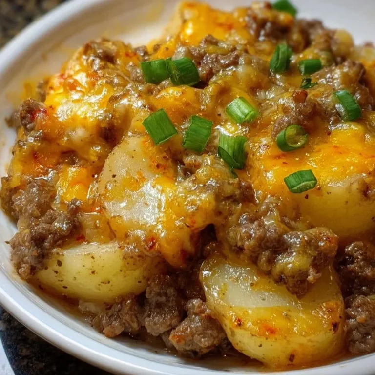 Crockpot Hamburger Potato Casserole served in a bowl