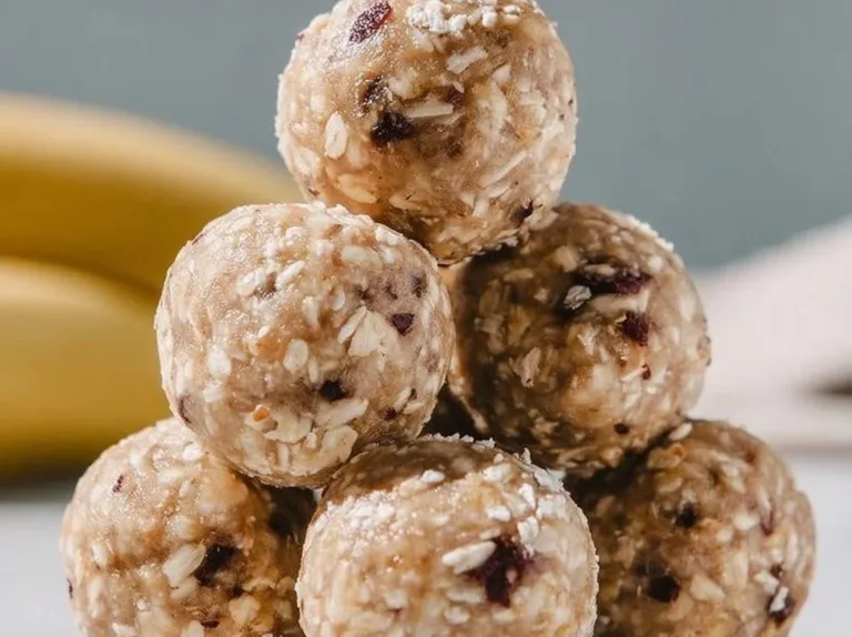 High-protein banana energy balls made with oats and nuts for a nutritious snack.