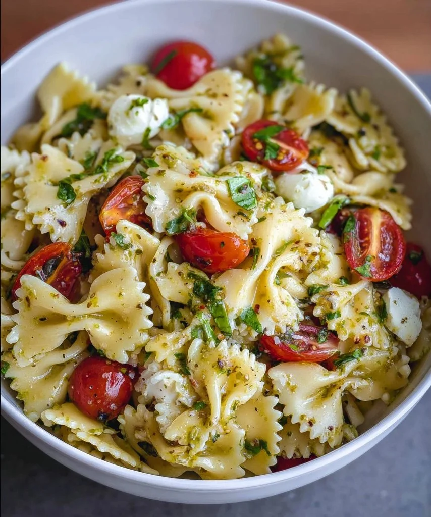Italian Bow Tie Pasta Salad Recipe Bow Tie Pasta Salad Delicious Italian Bow Tie Pasta Salad served in a bowl with fresh vegetables