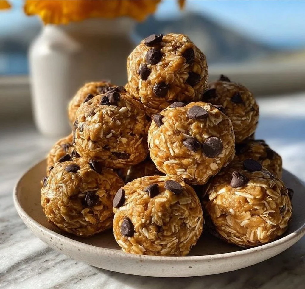 No-Bake Peanut Butter Energy Bites peanut butter energy bites No-bake peanut butter energy bites stacked on a plate