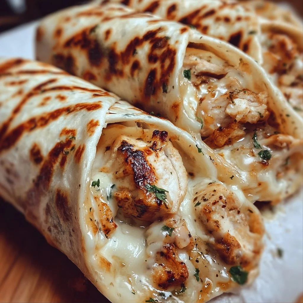 Ooey-Gooey Cheesy Garlic Chicken Wraps You’ll Love! cheesy garlic chicken wraps Cheesy garlic chicken wraps with fresh ingredients and melted cheese