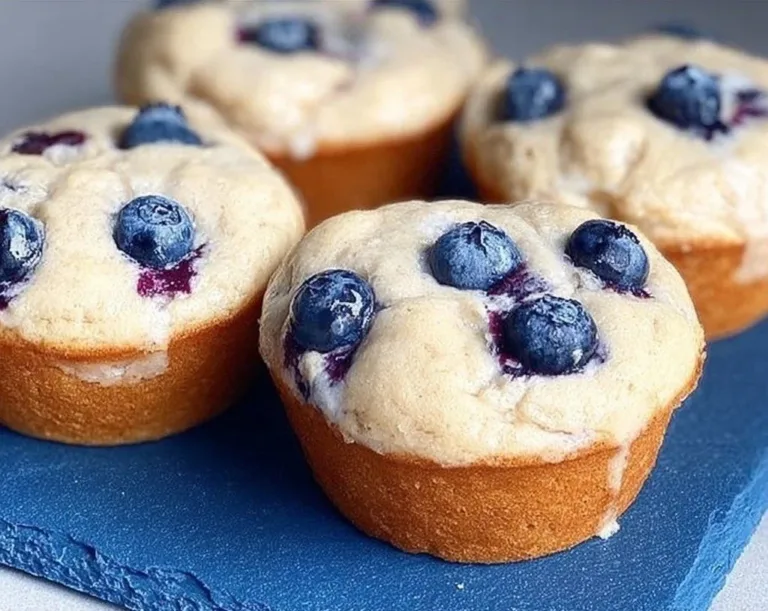 Blueberry cream cheese protein muffins freshly baked and ready to enjoy