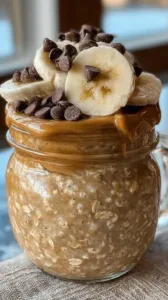 Delicious high-protein peanut butter overnight oats in a bowl