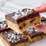 Delicious no bake cookie dough bars with chocolate chips