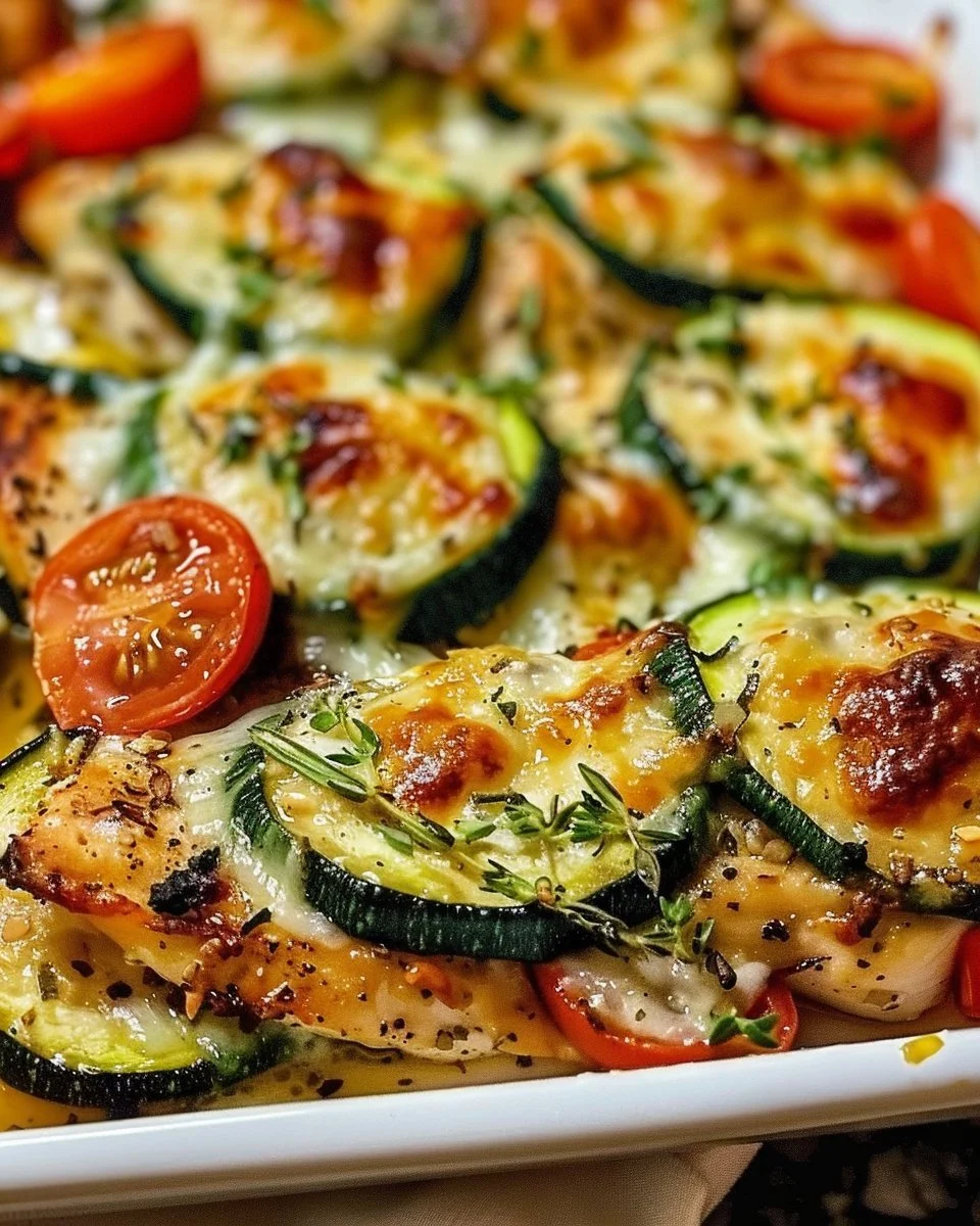Mediterranean-style Chicken and Zucchini Bake