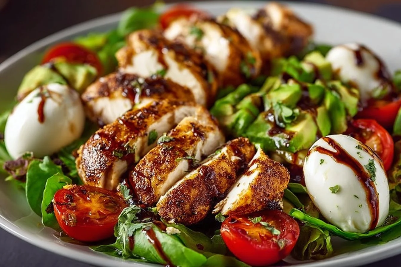 Baked Marinated Chicken Salad with Mozzarella and Balsamic Vinaigrette