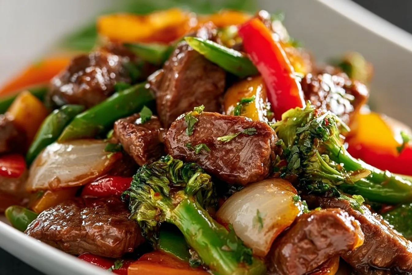 Beef Stir Fry with Vegetables beef stir fry Beef stir fry with colorful vegetables served in a bowl