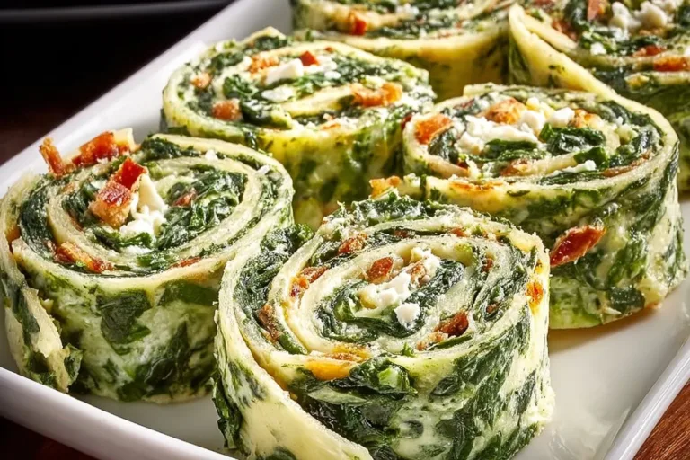 Classic Spinach Dip Pinwheels served on a platter at a party