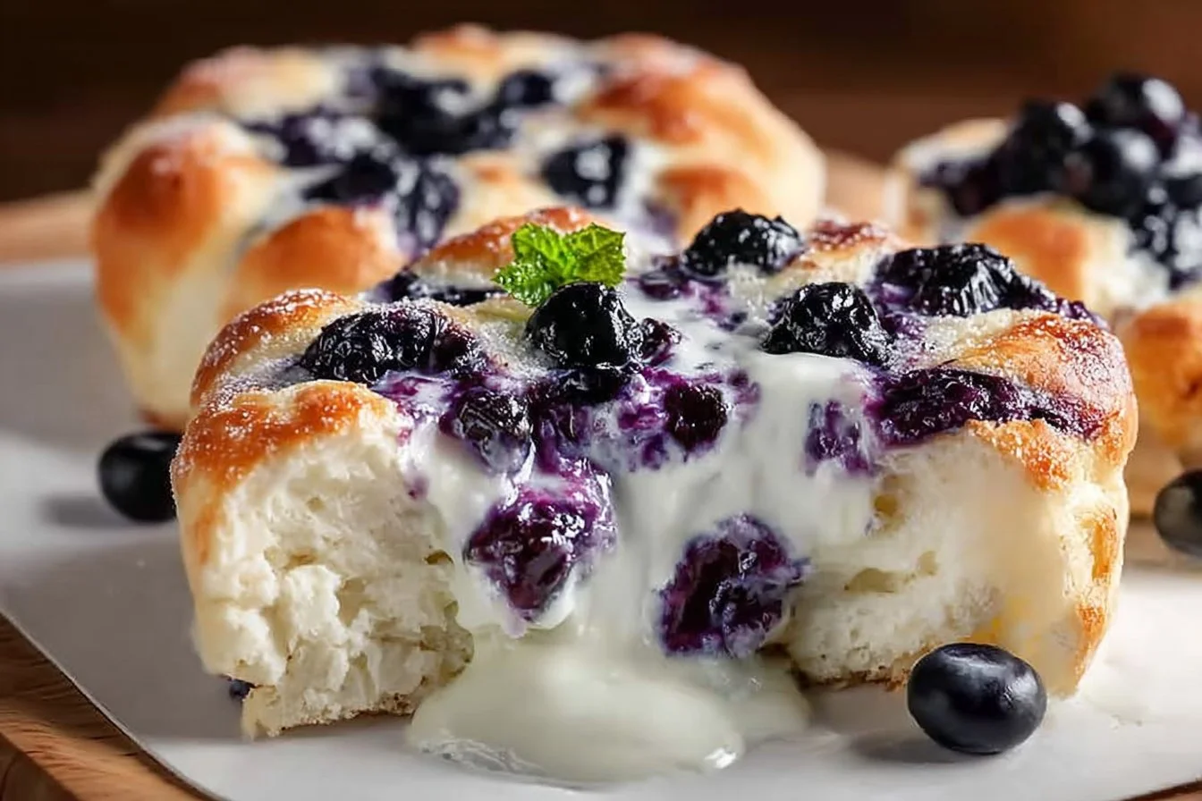 Cottage Cheese Blueberry Cloud Bread cloud bread Delicious Cottage Cheese Blueberry Cloud Bread on a plate, ready to enjoy.