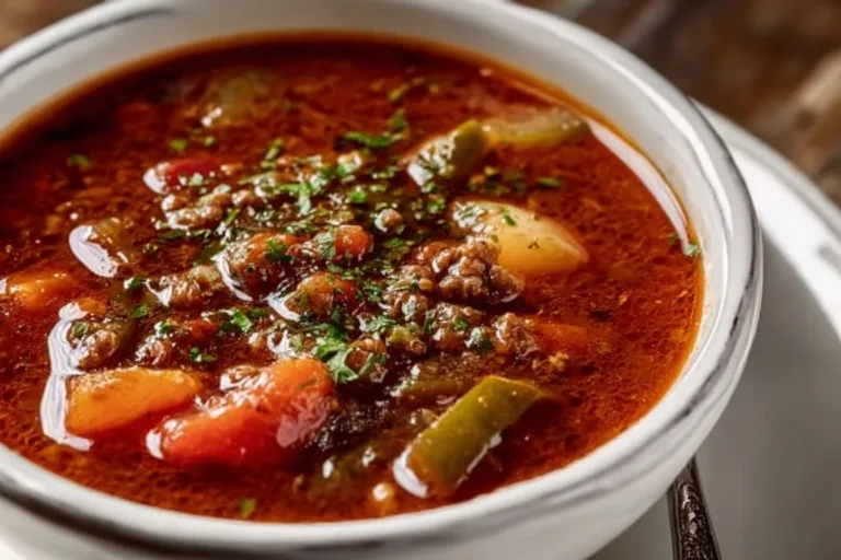 Delicious Cowboy Soup served in a rustic bowl with fresh ingredients.