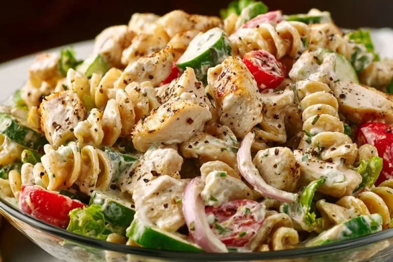 Creamy High-Protein Pasta Salad with Chicken street corn pasta salad Creamy high-protein pasta salad with chicken in a bowl