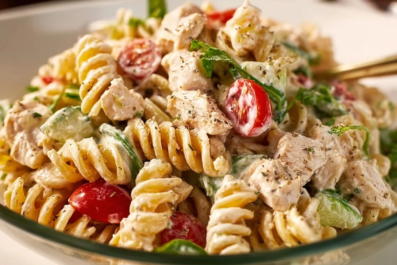 Creamy High-Protein Pasta Salad with Chicken