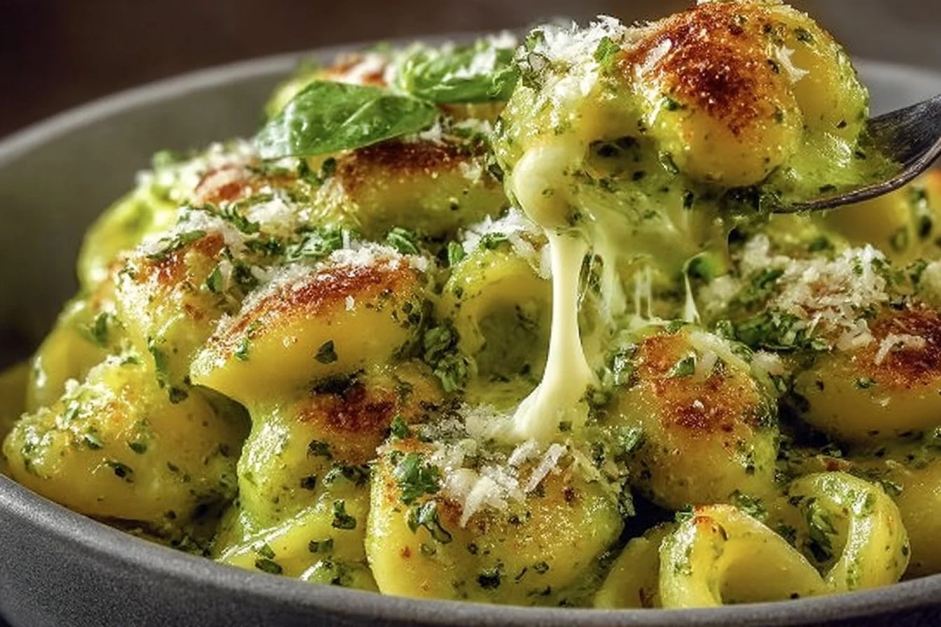 Creamy St. Patrick’s Green Mac & Cheese green mac & cheese Creamy St. Patrick's Day green mac & cheese served in a bowl