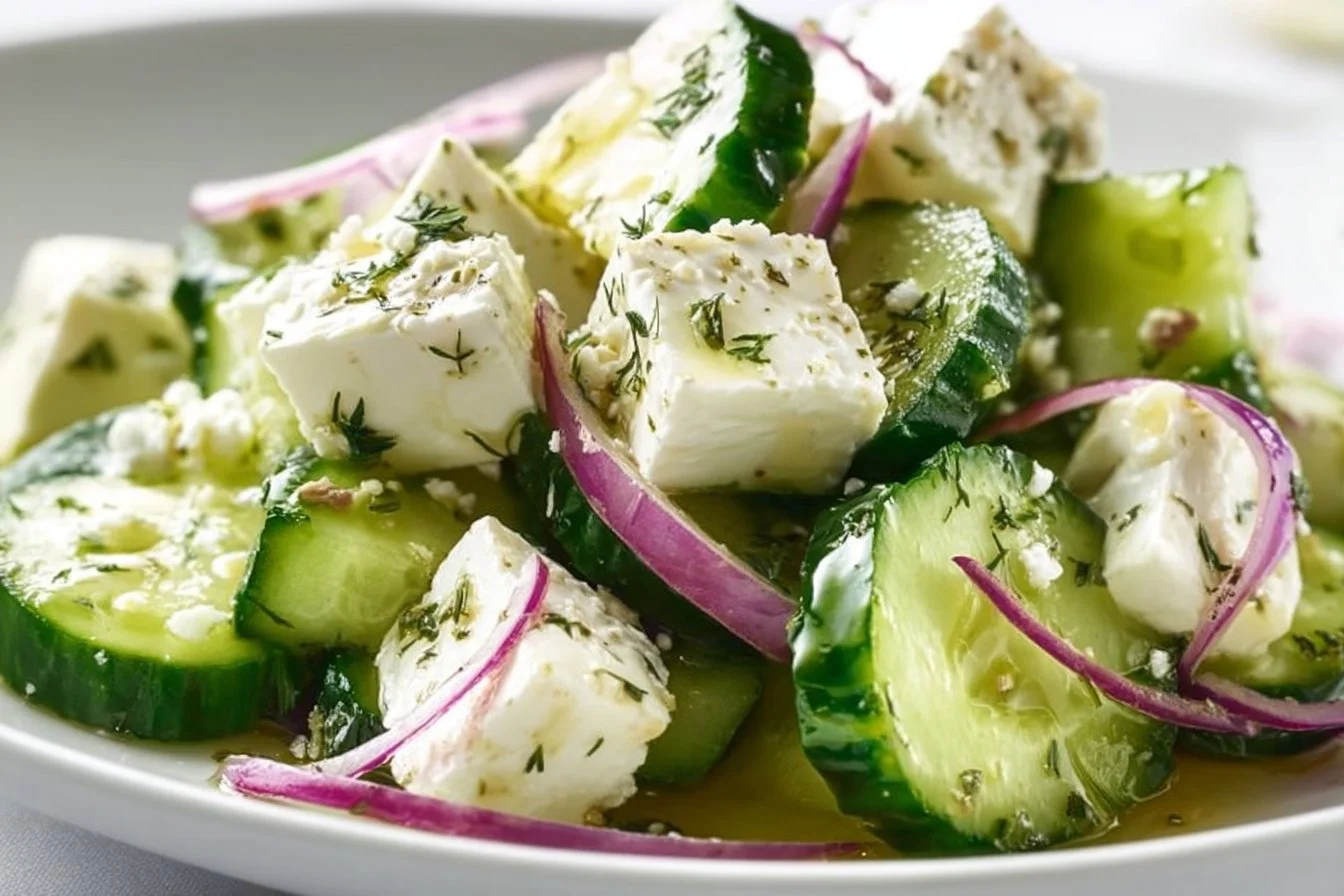 Cucumber Feta Salad with Lemon Greek Vinaigrette Cucumber Feta Salad Cucumber Feta Salad with Lemon Greek Vinaigrette