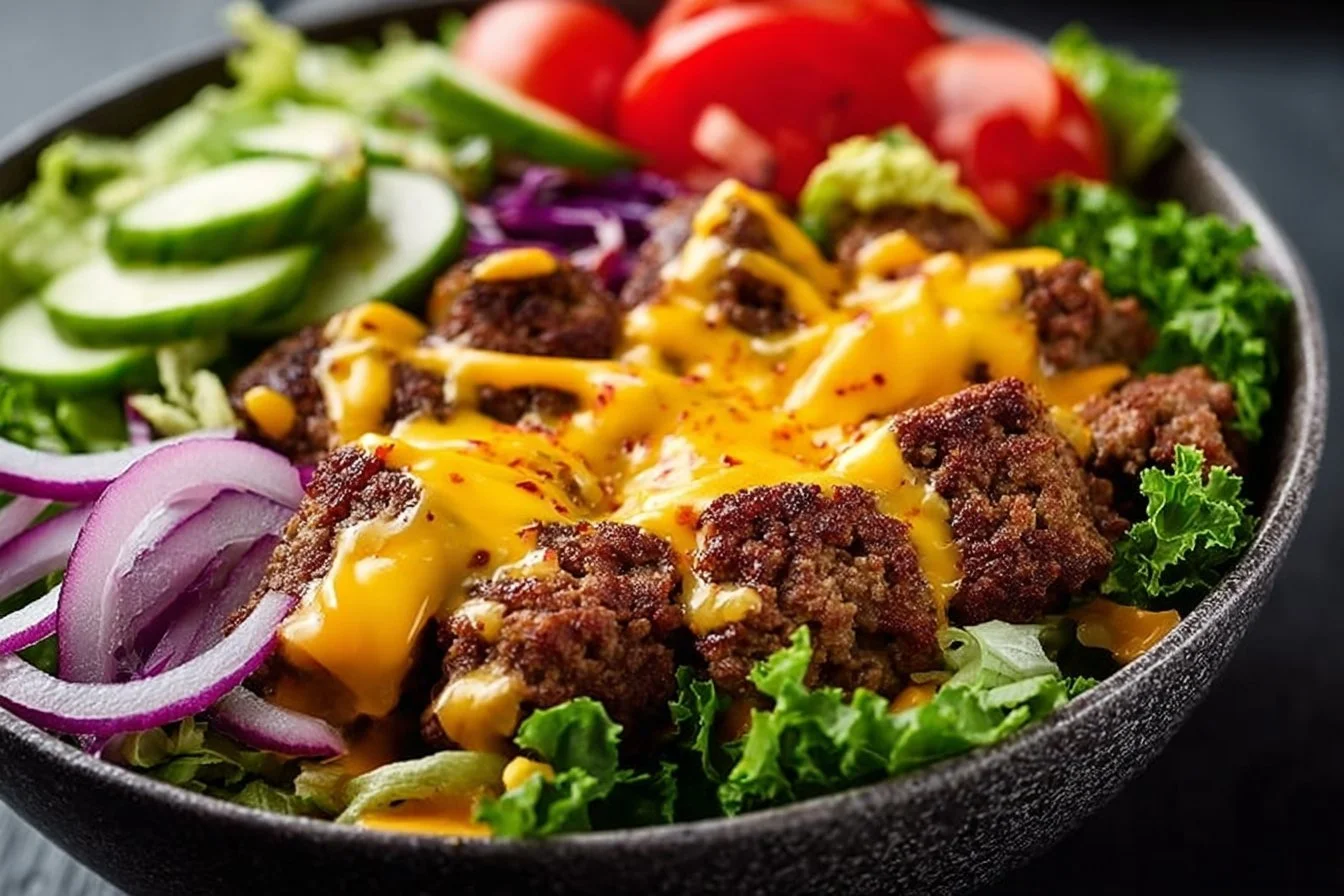 High-Protein Cheeseburger Bowls cheeseburger bowls High-Protein Cheeseburger Bowls
