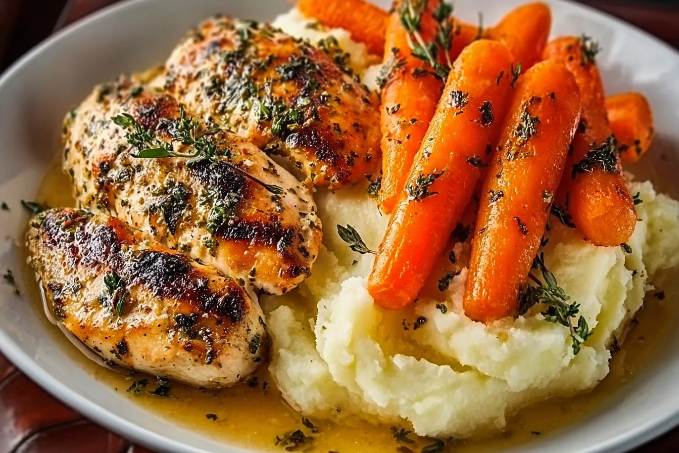 Make Garlic Herb Chicken with Mashed Potatoes and Glazed Carrots Tonight!