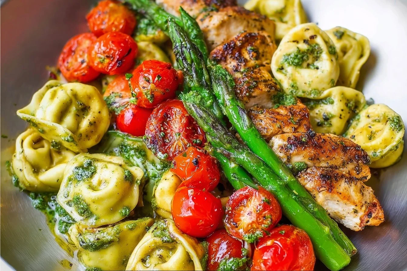 One-Pan Pesto Chicken, Tortellini, and Veggies