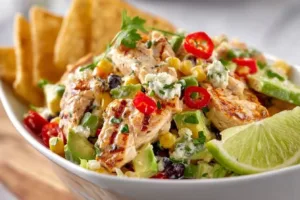 Delicious Southwest Chicken Salad with chicken, vegetables, and zesty dressing