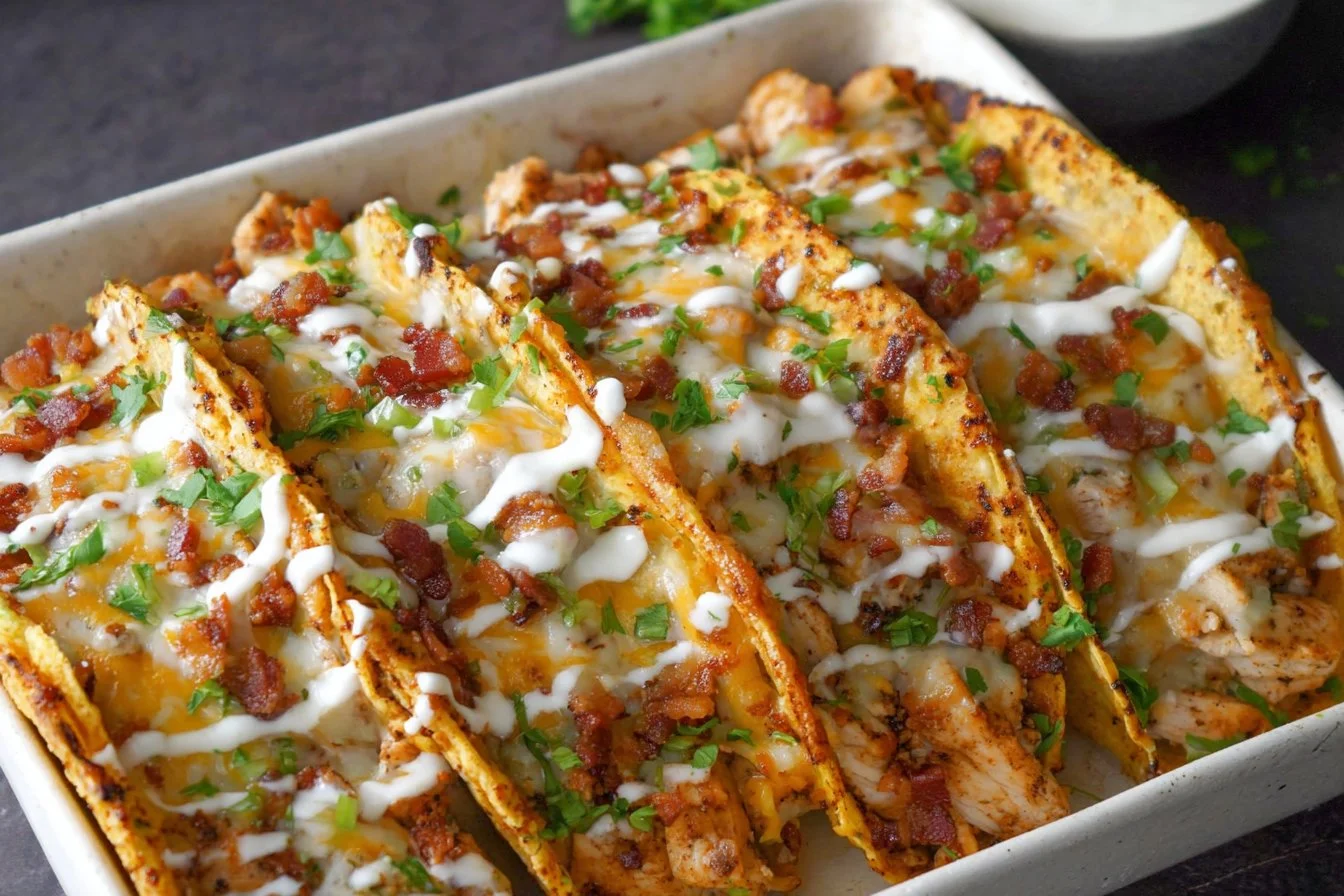 Baked Chicken Bacon Ranch Tacos