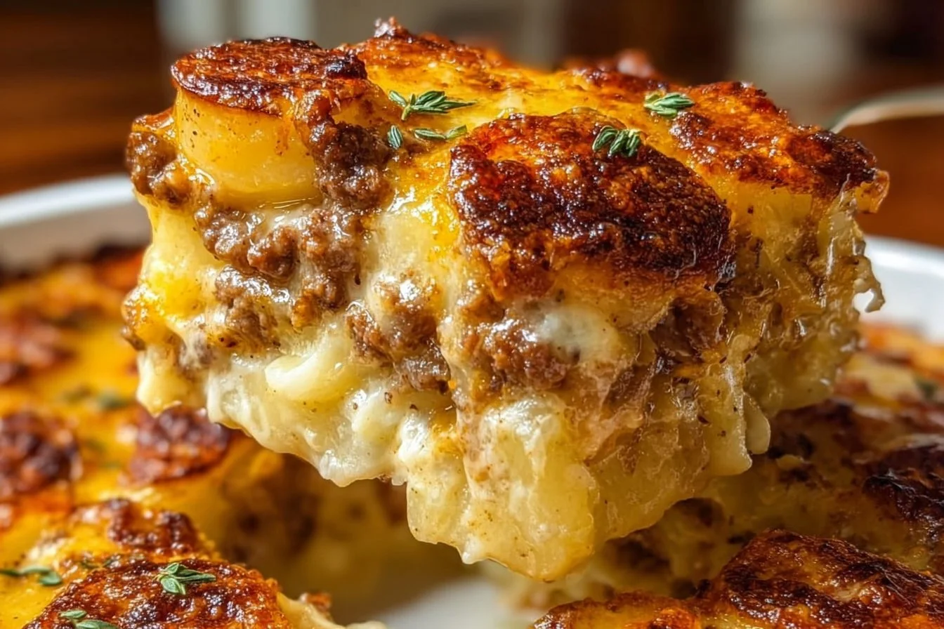 Cheesy Hamburger Potato Casserole hamburger potato casserole Cheesy Hamburger Potato Casserole