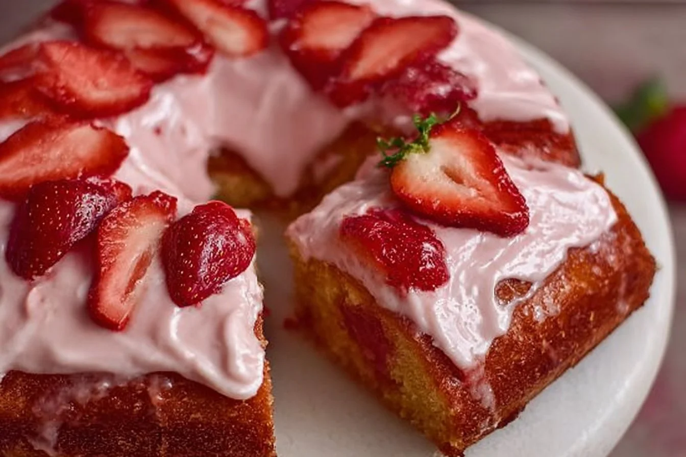 Fresh Strawberry Cake strawberry cake Delicious fresh strawberry cake topped with strawberries and whipped cream