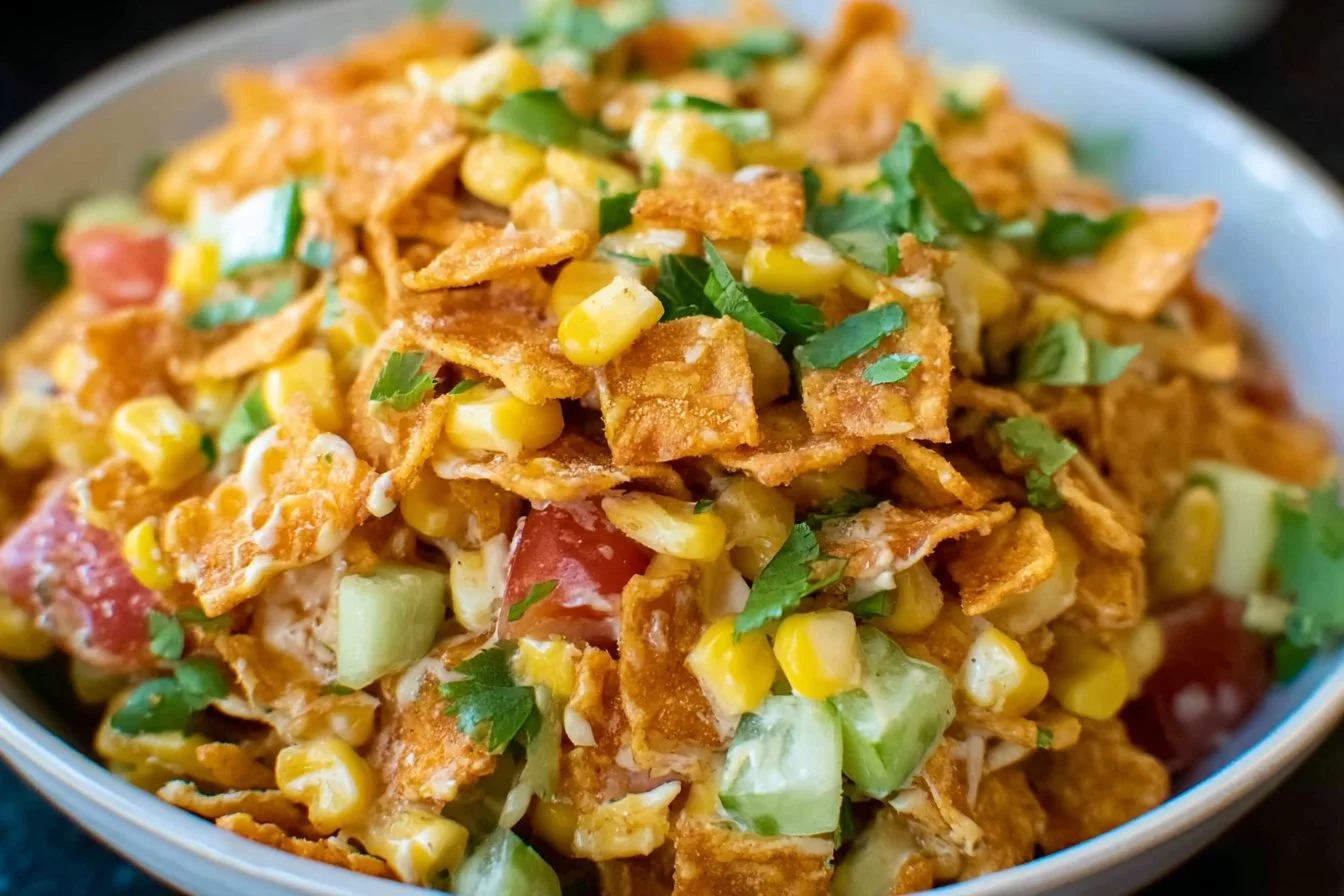 Fritos Corn Salad Fritos Corn Salad Delicious Fritos Corn Salad served in a bowl with colorful ingredients
