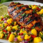 Honey Lime Chicken served with vibrant Mango Salsa for a tasty dish.