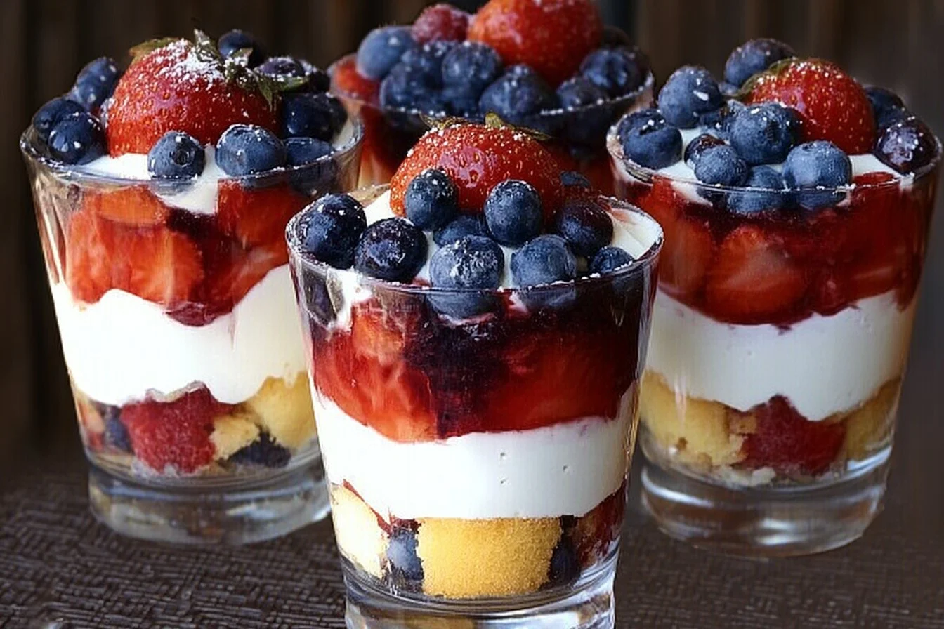 Mixed Berry Mini Trifles mixed berry trifles Mini mixed berry trifles with layers of cream and fresh berries