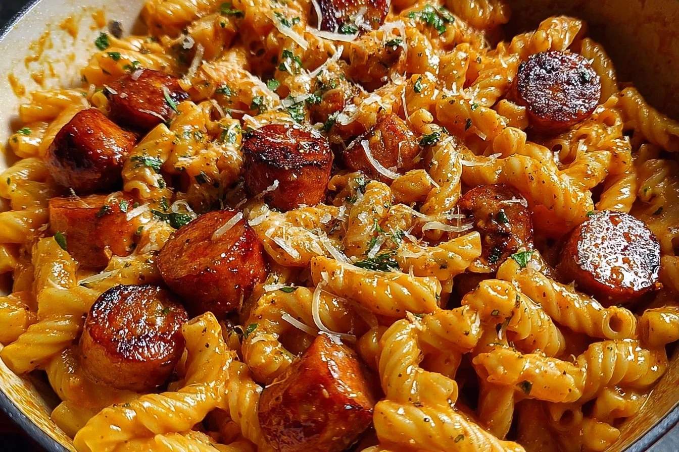 One-Pot Bold Honey BBQ Sausage Pasta honey BBQ sausage pasta One-Pot Bold Honey BBQ Sausage Pasta