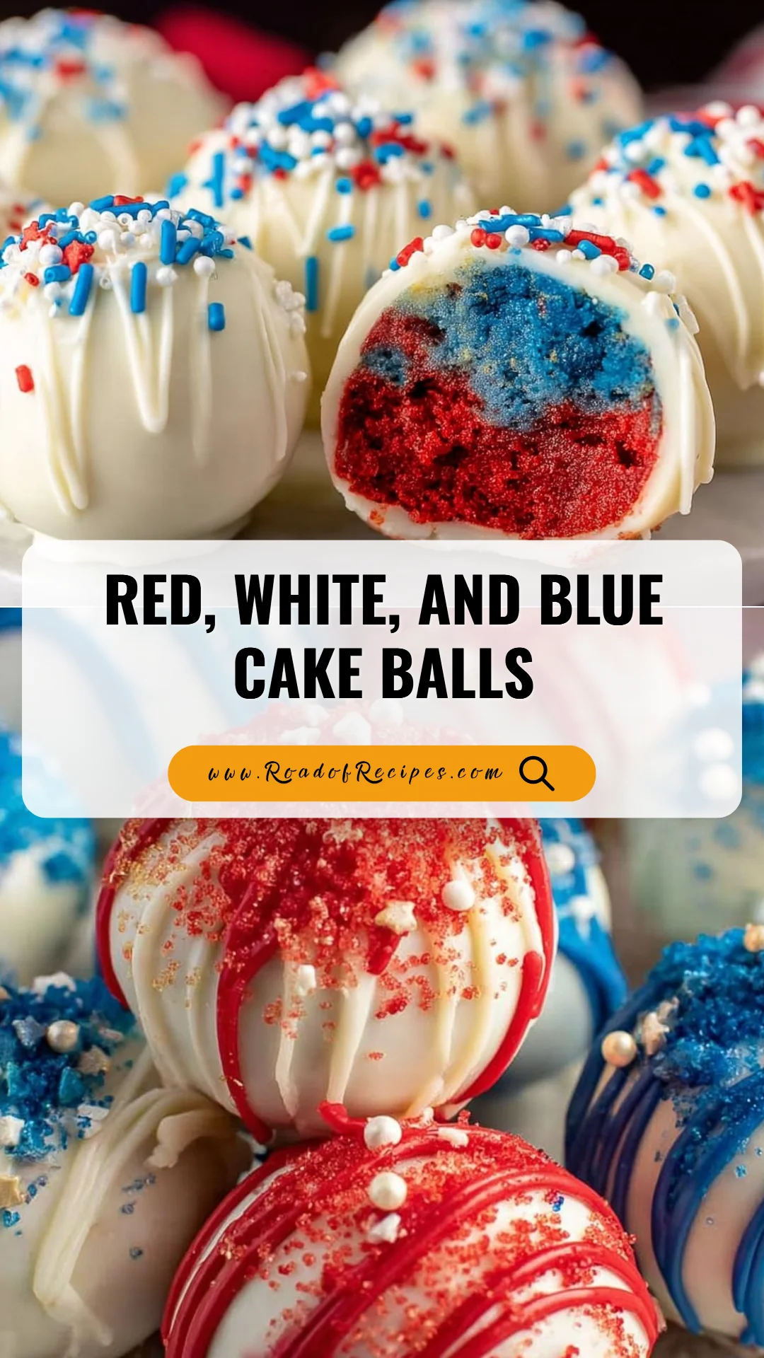 Red, White, and Blue Cake Balls cake balls Red, White, and Blue Cake Balls