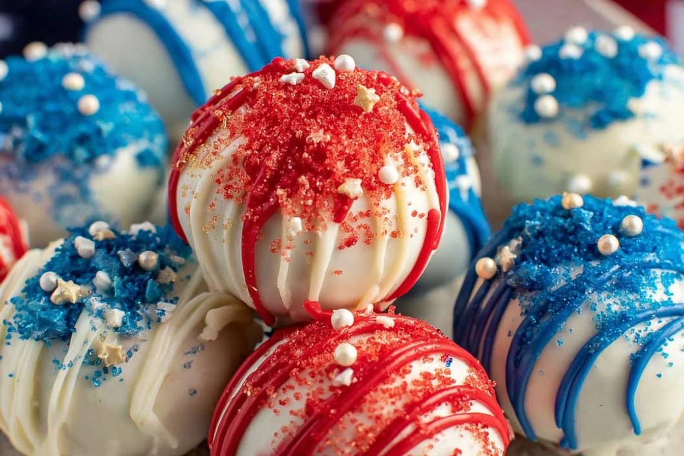 Red, White, and Blue Cake Balls cake balls Red, White, and Blue Cake Balls