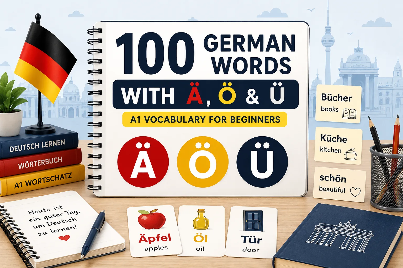 100 German Words with Ä, Ö & Ü: A1 Vocabulary